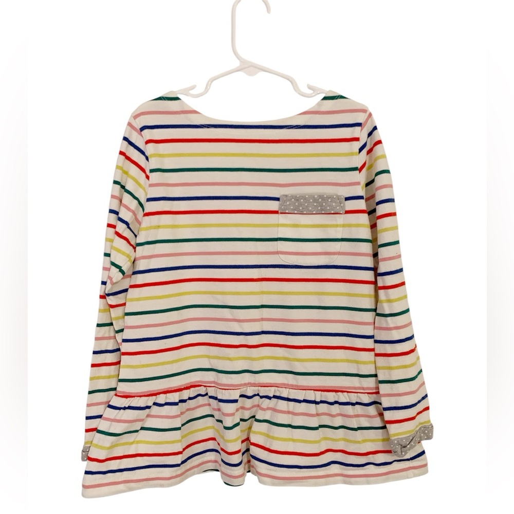 Mini Boden Girls Rainbow Peplum Striped Shirt size 7-8